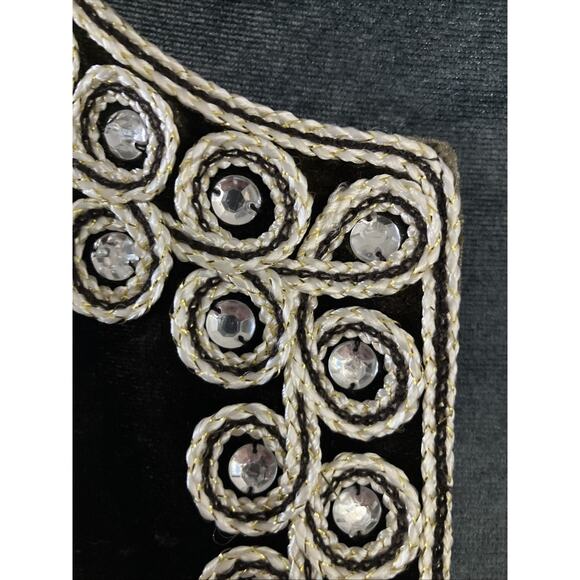 Victor Costa Jacket Regencycore Glam Brown Velvet Embroidered Diamond Accents M - Picture 6 of 16